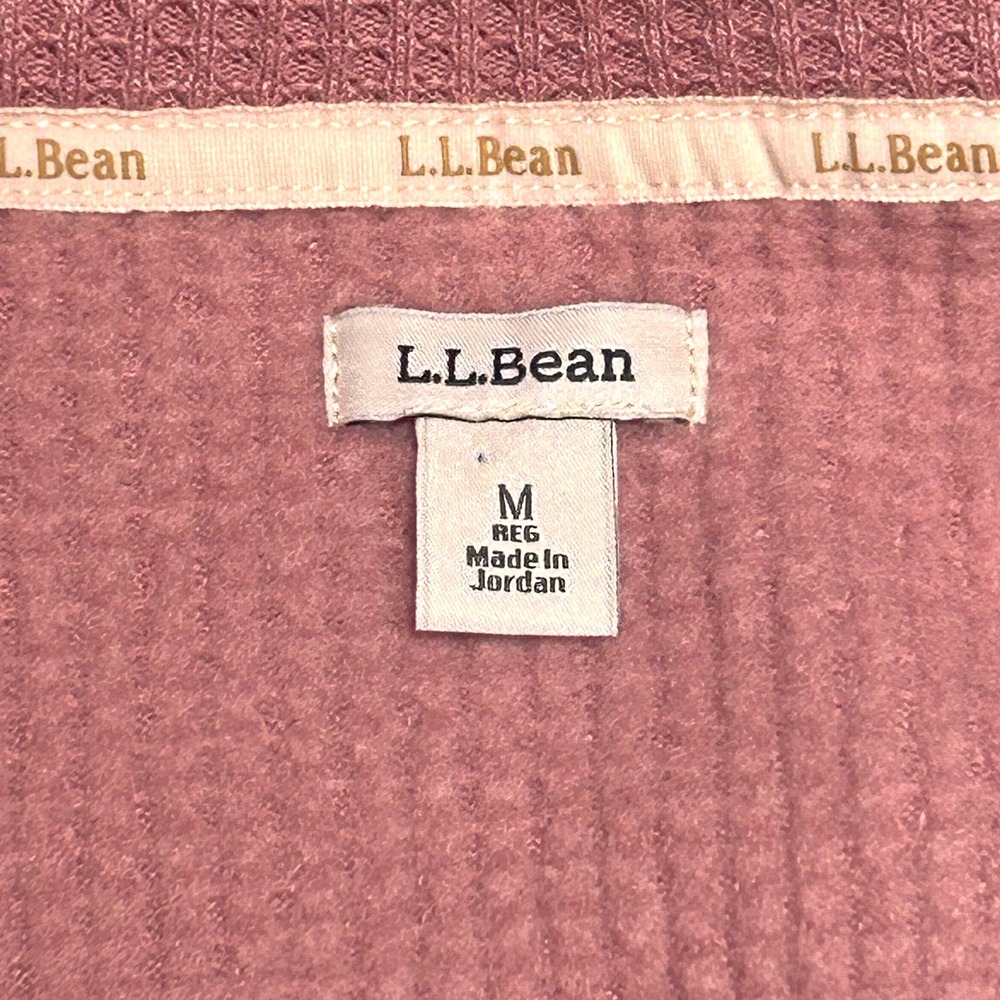 L.L.Bean Women's Waffle Knit Quarter Zip Pullover M Dusty Rose Fleece - Picture 3 of 9